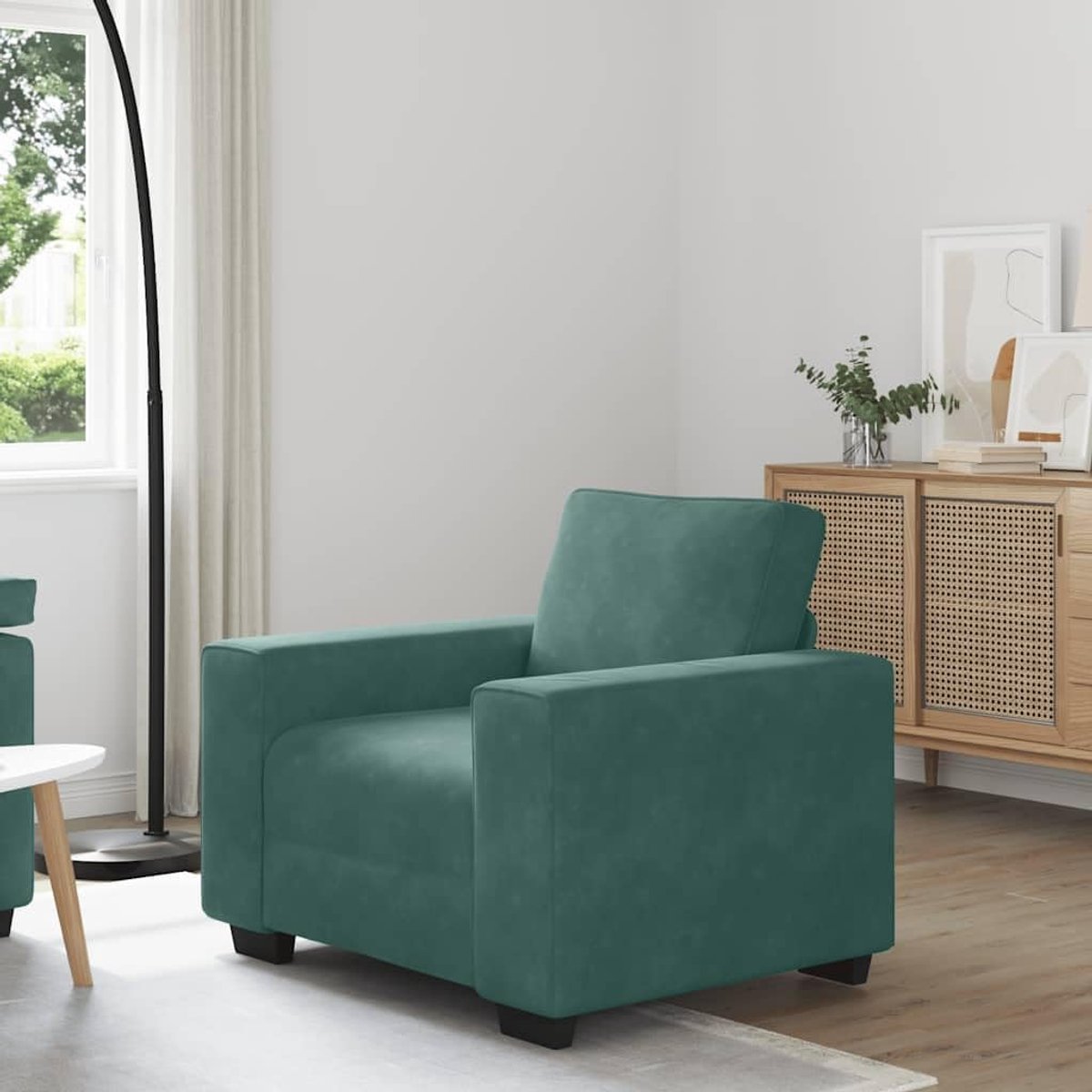 Donkergroen 60 cm fluwelen bankstoel met gevoerde schuimrubberen stoelen en robuust frame voor woonkamer slaapkamer ontspannen comfort lezen televisie chatten stijl