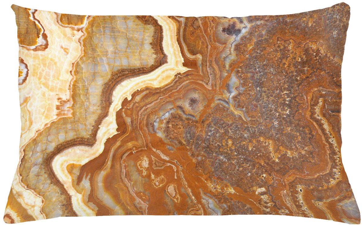 ABAKUHAUS Marmer Kussenhoes, Natuur Travertin Facet, Wasbare Kleurechte Kussenhoes met Digitale Dubbelzijdige Print en Ritssluiting, 65 x 40 cm, Zimt Aarde Geel