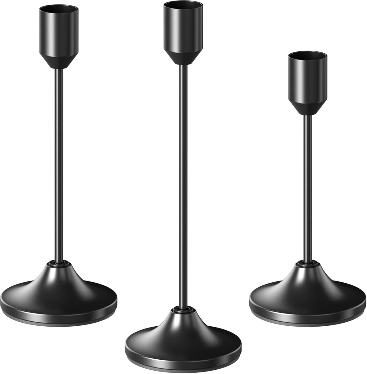 3 stuks kandelaars zwart, kandelaar staafkaars voor Ø 2,2 cm staafkaarsen