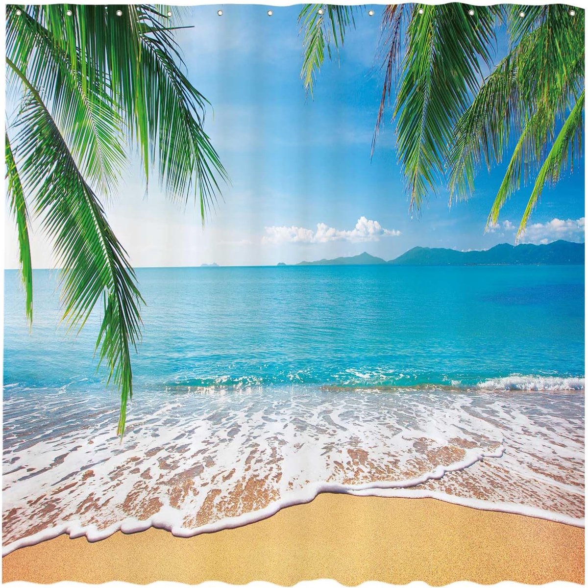 Tropisch strand douchegordijn zomer kustscène oceaan eiland palmboom badkamer decoraties gordijn duurzame badkuip douches decor met 12 haken 182 x 183 cm