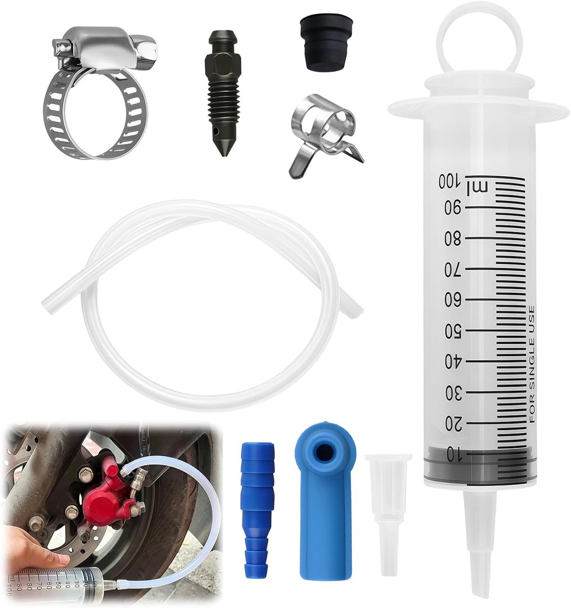 100 ml remontluchter set met 50 cm slang remvloeistof afzuigspuit