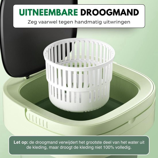 Boncy® Premium Mini Wasmachine met centrifuge - 11L Groen - Compacte Opvouwbare Miniwasmachine - Kleine Wasmachine Opvouwbaar - Ideaal voor Camping Apartement Kamer of Reizen - 4 kg + van Boncy — afbeelding 2