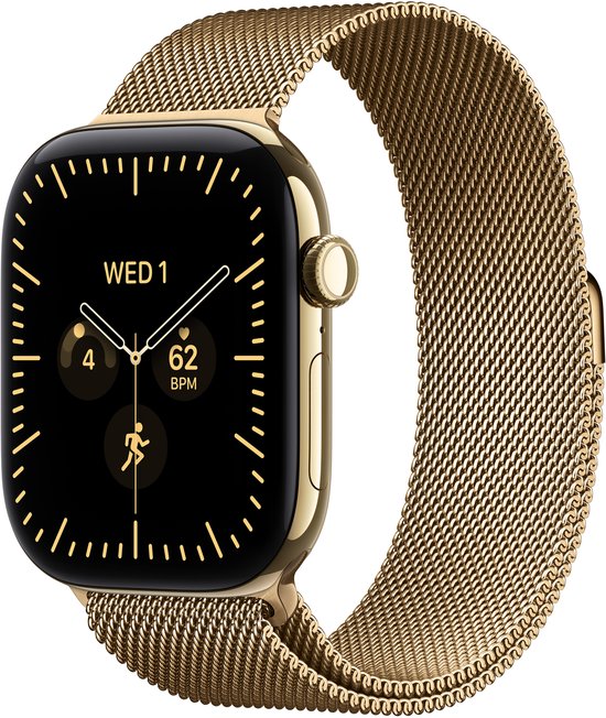 Apple Watch Series 12 Cellular 42mm Titanium Goud Milanese Band
