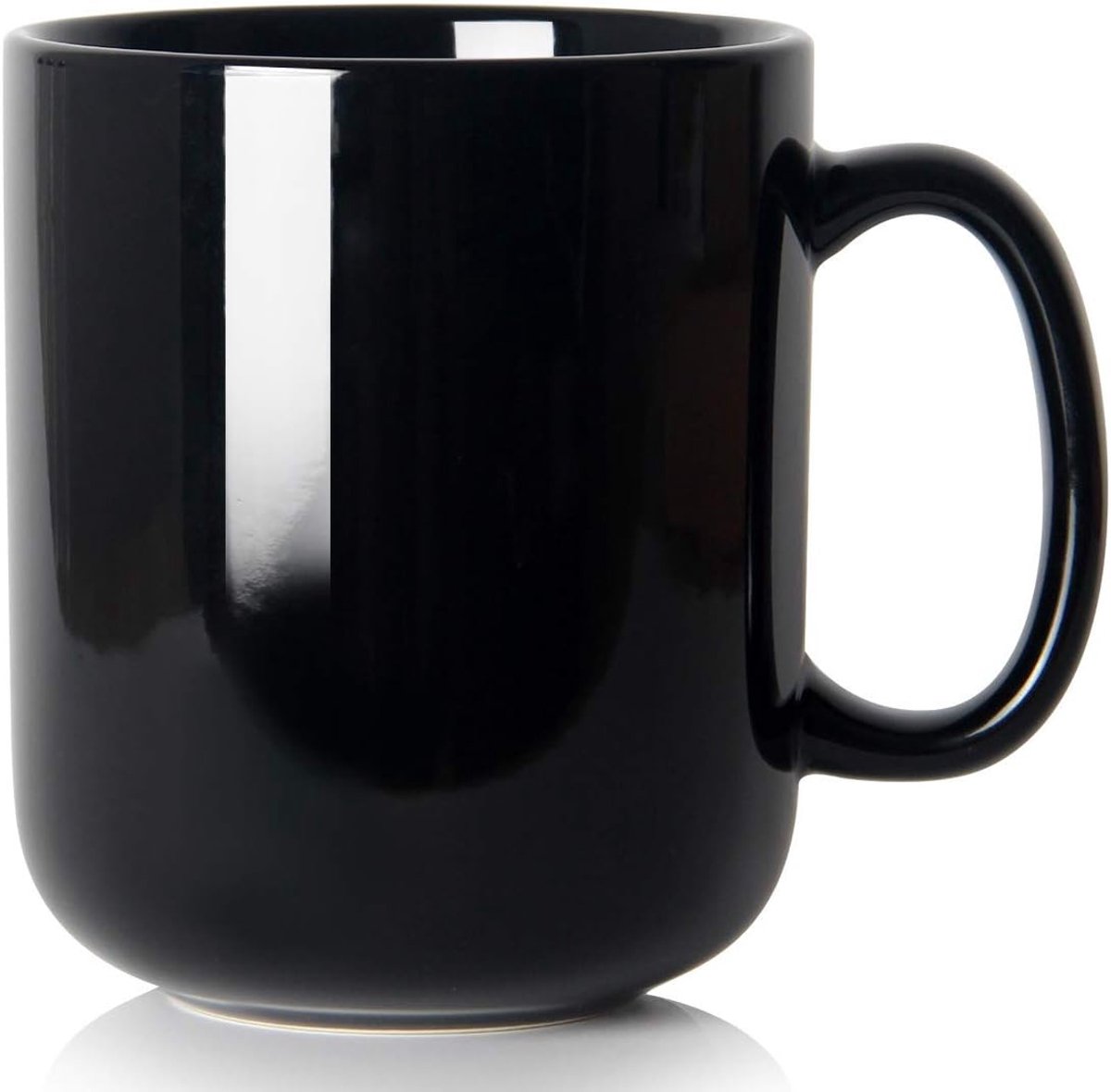 Grote koffiemok, 500 ml, M016, grote theekop, glad keramiek, met handvat, voor mannen, papa, zwart
