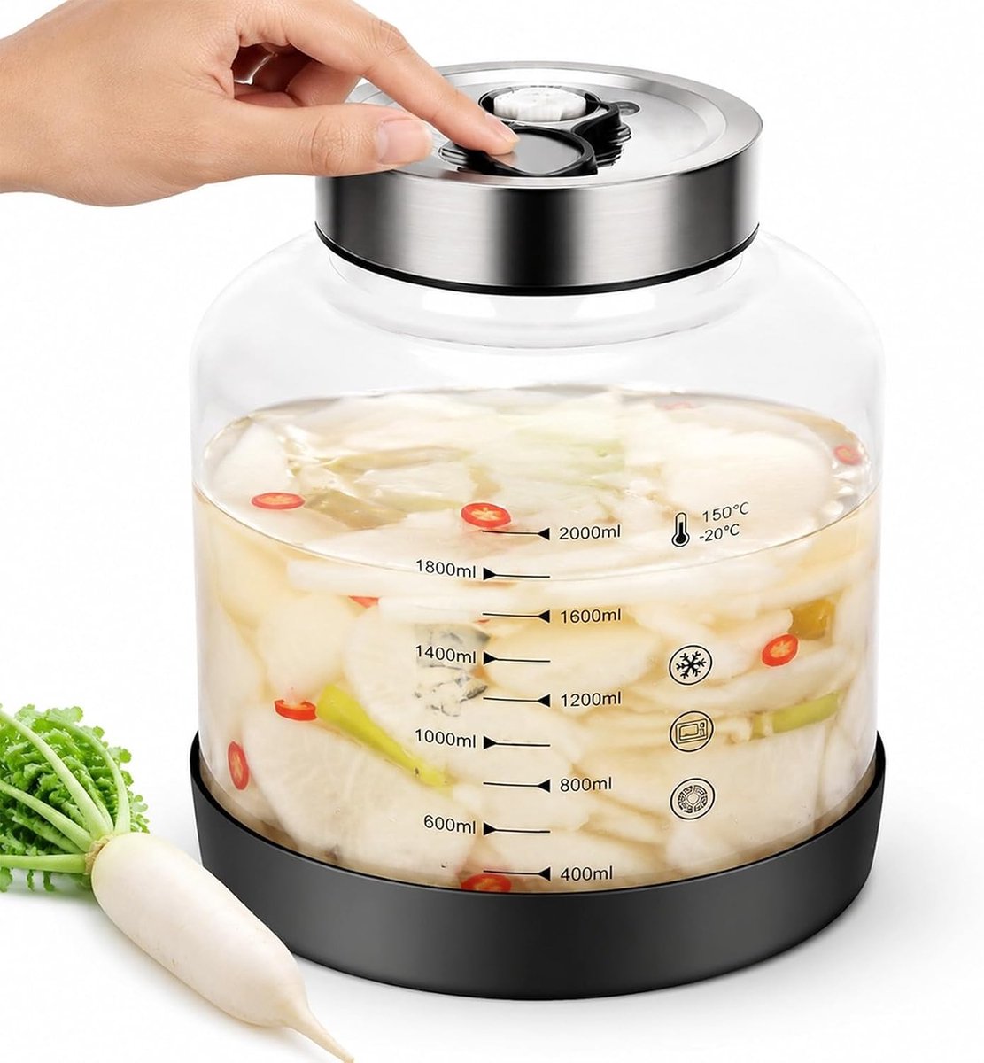 2L fermentatieglas - zuurkoolfermentatieglas - kimchi container