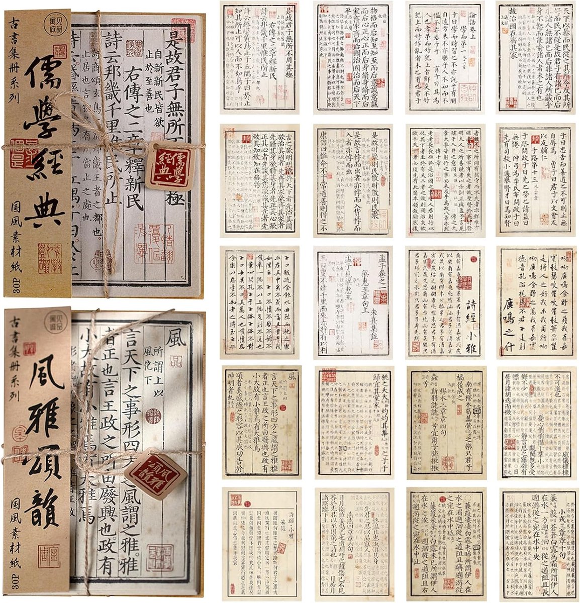 60 stuks Traditionele Chinese Stijl Scrapbook Papier, Scrapbook Supplies Kit, 14x20cm Decoupage Papier Vellen, Craft Papers voor Scrapbooking voor Kaarten Maken, DIY Collage Kunst, Gift