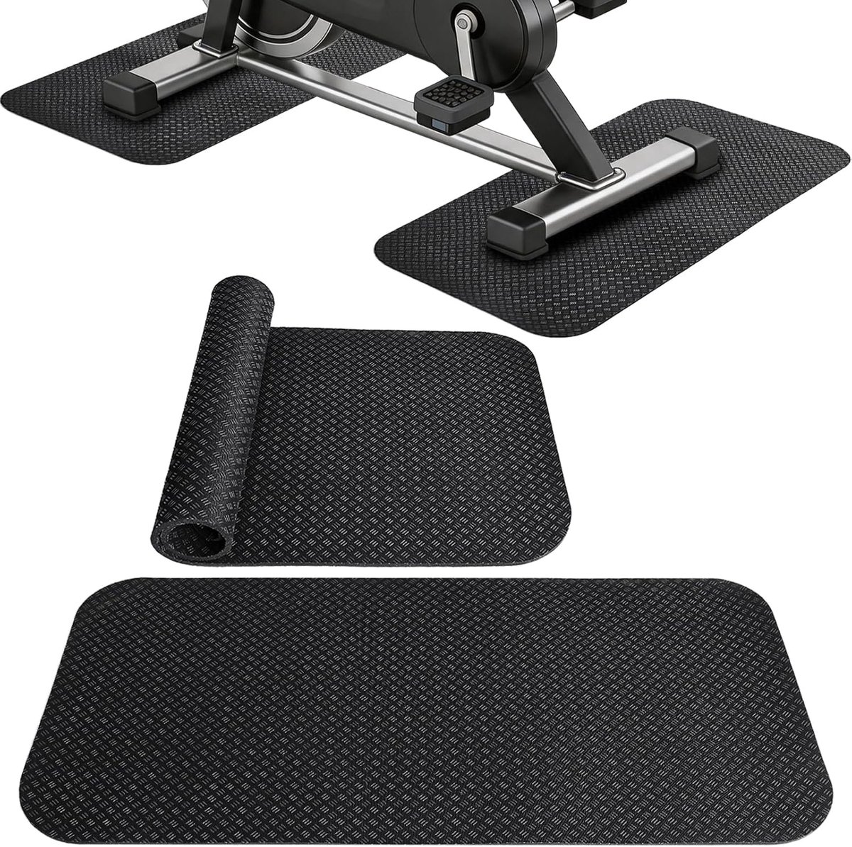 2 Stuks Beschermmat voor Fitnessapparatuur, 63,5 x 30 cm Antislip Onderlegger, Loopbandmat Fitnessruimte Vloermat, Geluidsdempende Sportmat