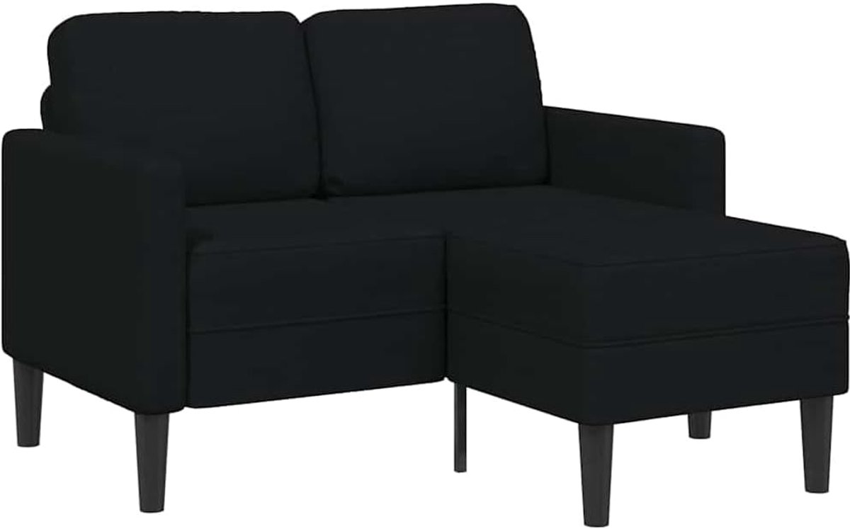 Bank met chaise longue 125 cm zwarte stof 2-zits, bekleding en metalen frame voor woonkamer, hoekbank met duurzaam polyesterweefsel en stabiel