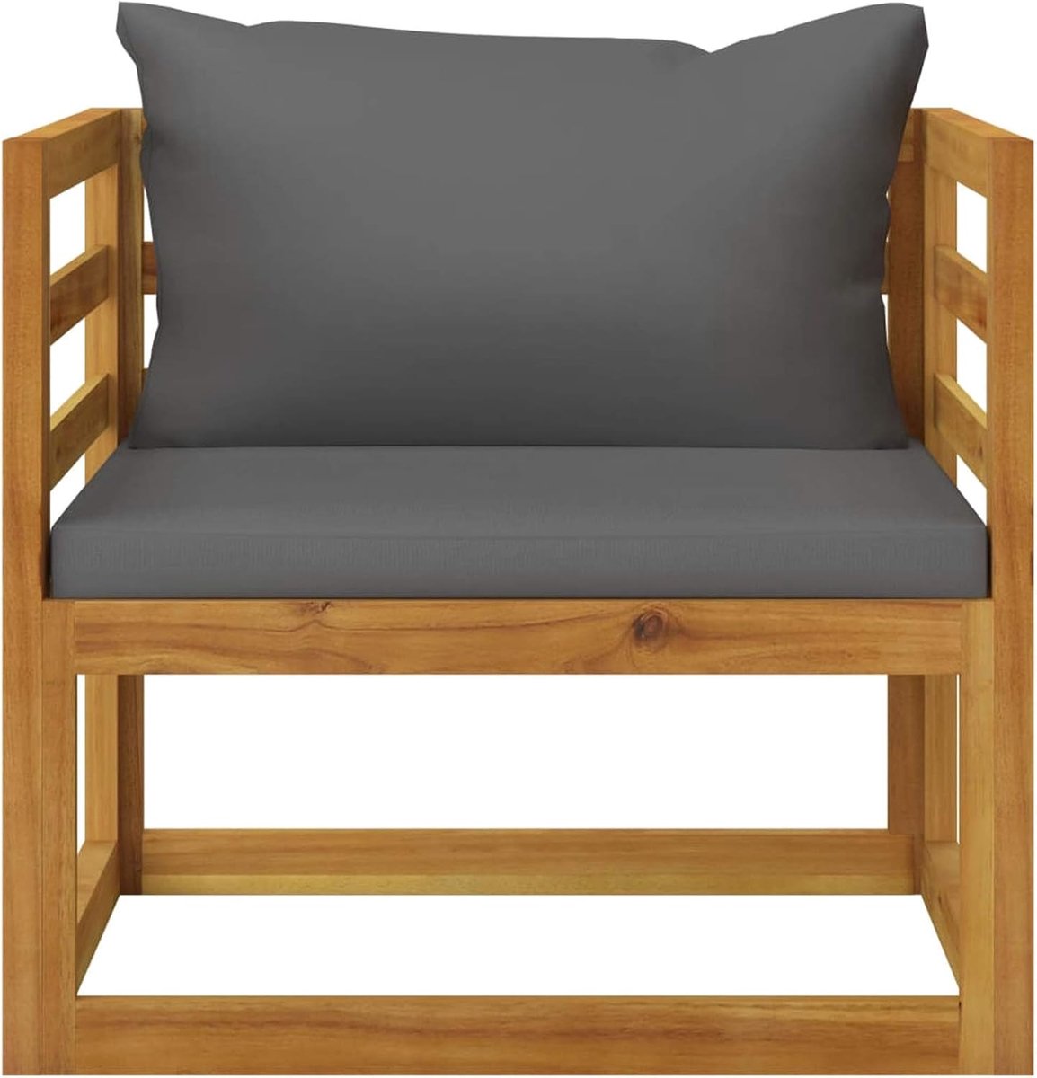 Tuinstoelen met kussen met frame van acaciahout, eetkamerstoelen met armleuningen en rugleuning, tuinstoel voor balkon, 72 x 72 x 60 cm