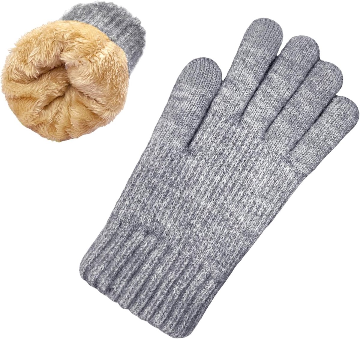 Handschoenen met fleecevoering voor dames, warme gebreide handschoenen met touchscreen, thermische handschoenen voor werk buiten en binnen