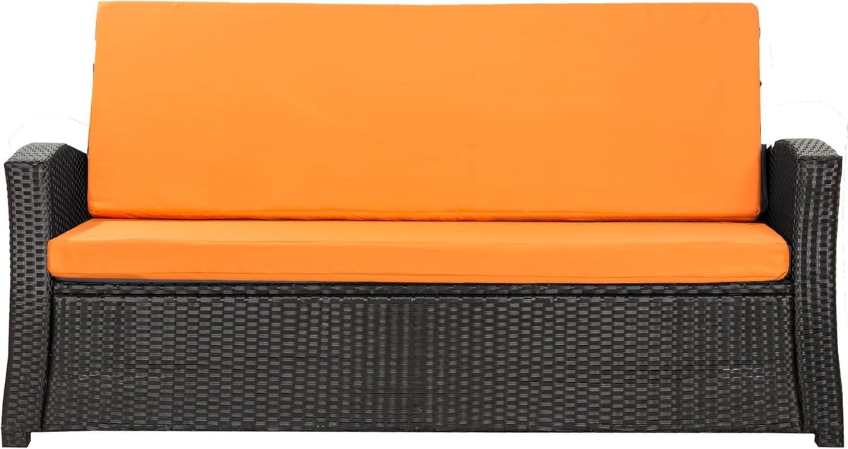Bankkussen Polyrotan Tuinbank Zitkussen, Comfortabele zitkussens voor tuinbanken – perfecte kussens voor uw tuinsofa of Hollywood-schommelbank (Oranje, 110x60x50 cm)