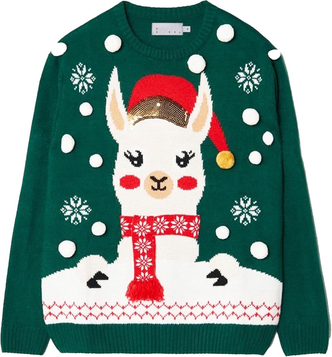 Christmas sweater green (Lama) (DE/NL/SE/PL, Alfabetisch, M, Regular, Regular, Green)