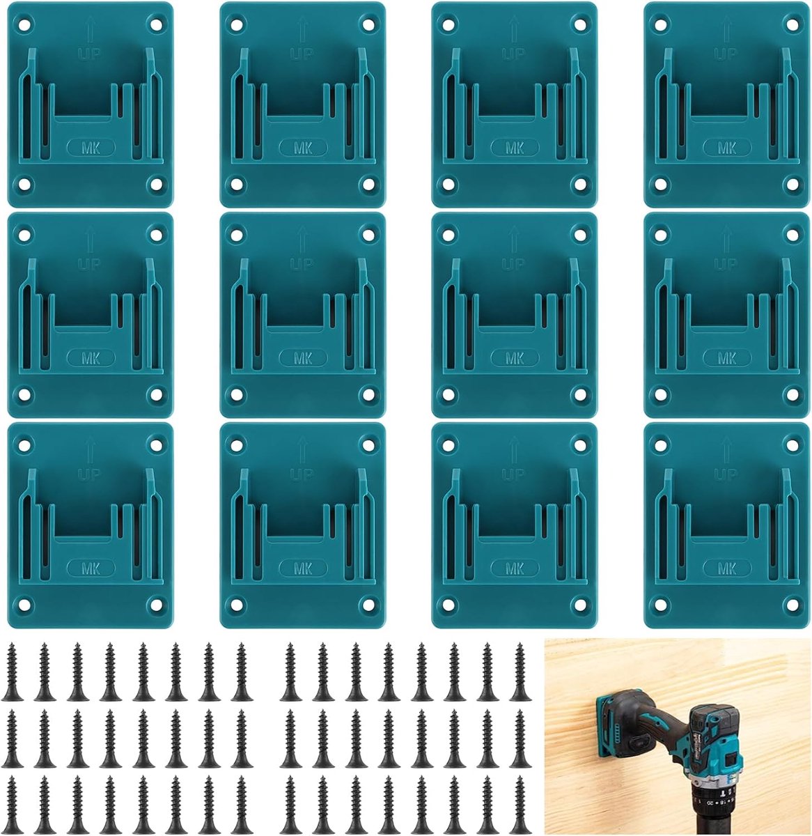 Dailygoods - Wandhouder Gereedschap - Accuhouder voor Boren - Sterke Kunststof - Blauw - Opslagoplossing voor Elektrisch Gereedschap - Geschikt voor 1