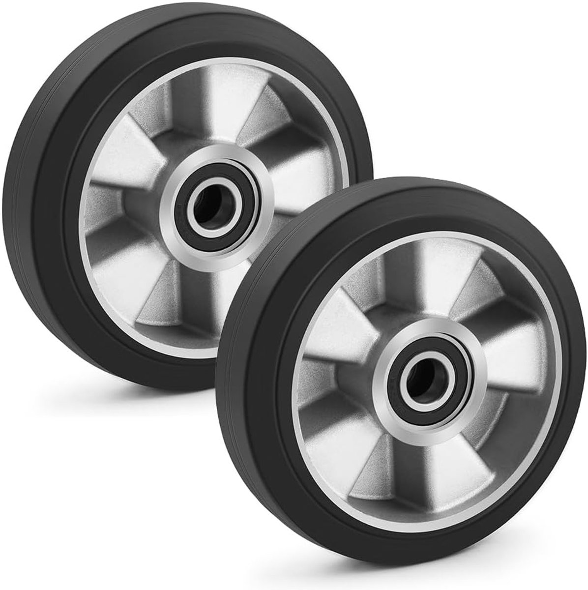 2 stuks Hefwagenwielen rubberen wielen 180 x 50 mm, maximale belasting: 1400 kg, as 20 mm incl. kogellagers, wielen voor hefwagen, reservewielen, vorkwagenrol