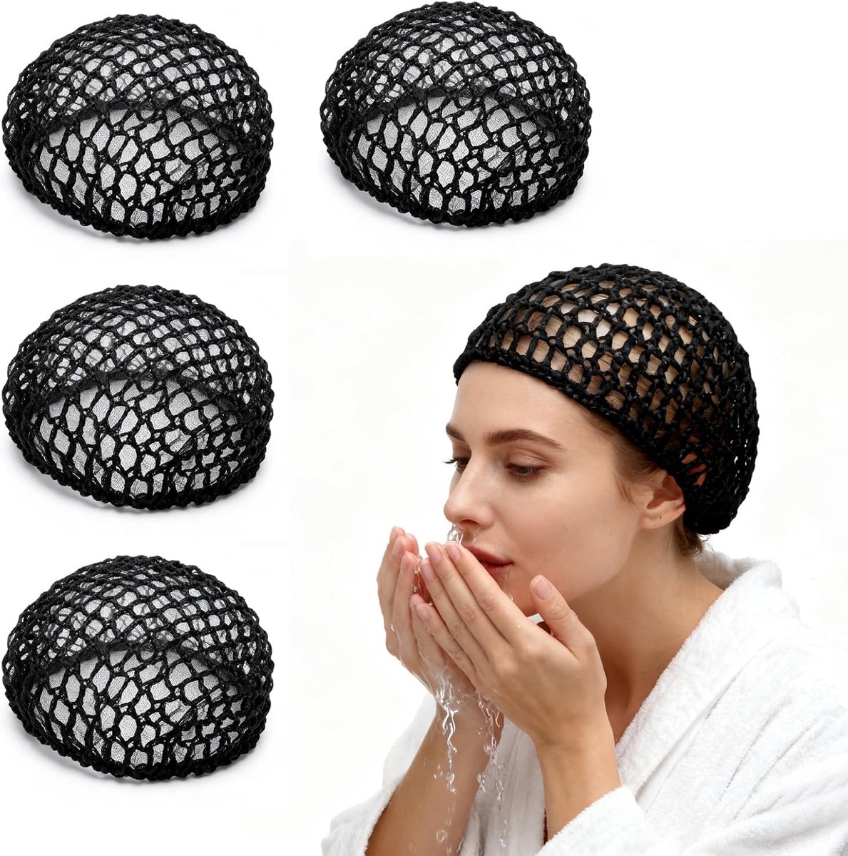 Dailygoods- Haarnet 4 Stuks - Ademend Haarnet - Zachte Slaapmuts - Haarbescherming - Krulverzorging - Voor Thuisgebruik - Nachtmuts
