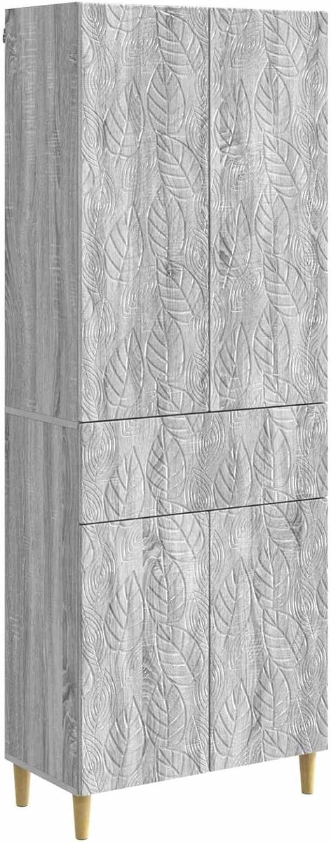 2 STK. Kastset, 4 deuren 1 lade 66x34.5x90cm grijs Sonoma, midi-kast, hoge kast, houtmateriaal, stapelbaar, 20 kg per plank, voor slaapkamer, hal, woonkamer, kantoor 3416751