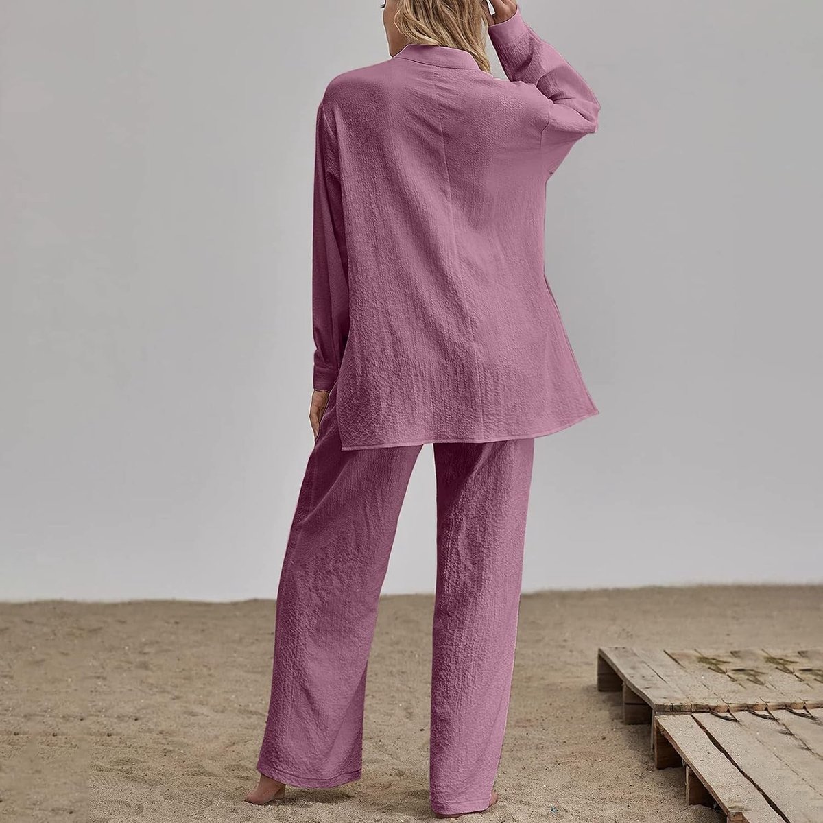 2-delig, casual, licht, mouwloos, hoge taille, losse pasvorm, bruiloft, viscose, strand, modern, taillepak, dames, set A86