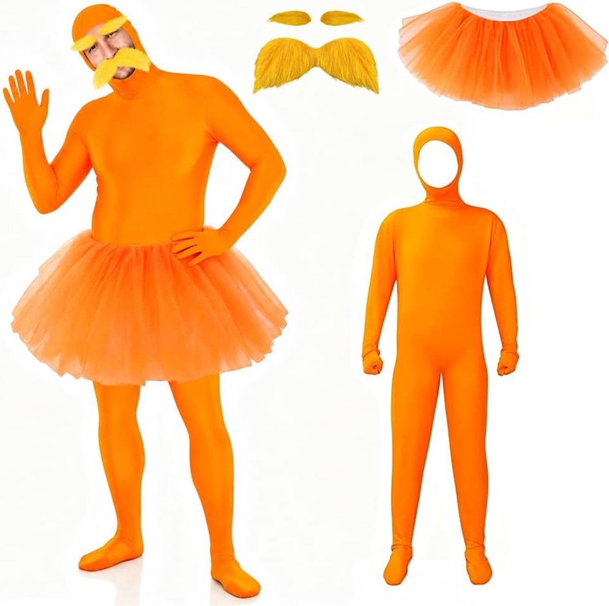 Carnavalskostuum oranje full-body pak
