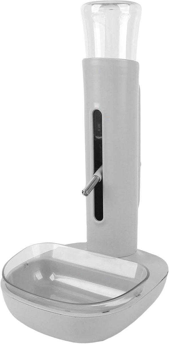 Standing Water Dispenser, 680 Ml Automatische Voedingswaterhoogte Verstelbare Kat Dog Standhaving Bowl Drinkfles Flessen Draaibare Pet Food Feeder voor Kleine Kattenhonden (GRAY)