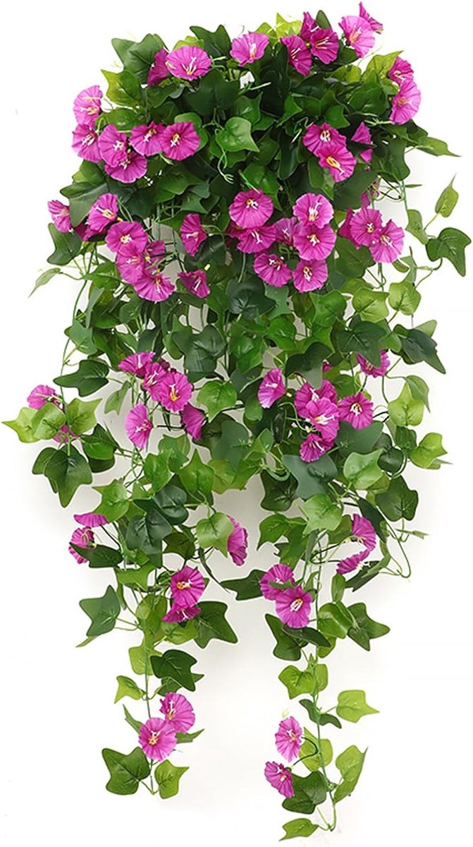 Set van 2 kunstplanten om op te hangen, petunia, bloemen, voor balkon