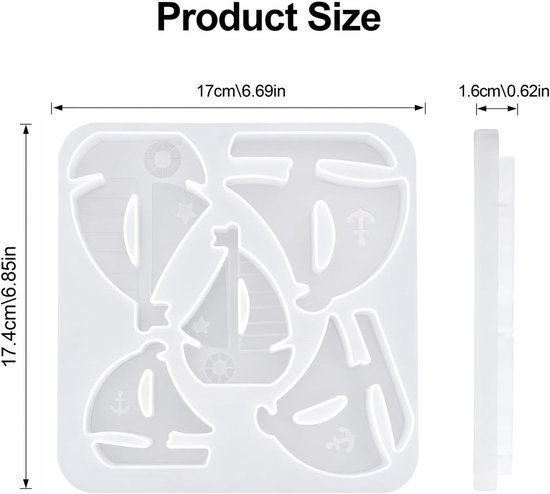 siliconen gietvorm met 5 holtes voor epoxyhars, gips, beton — afbeelding 2