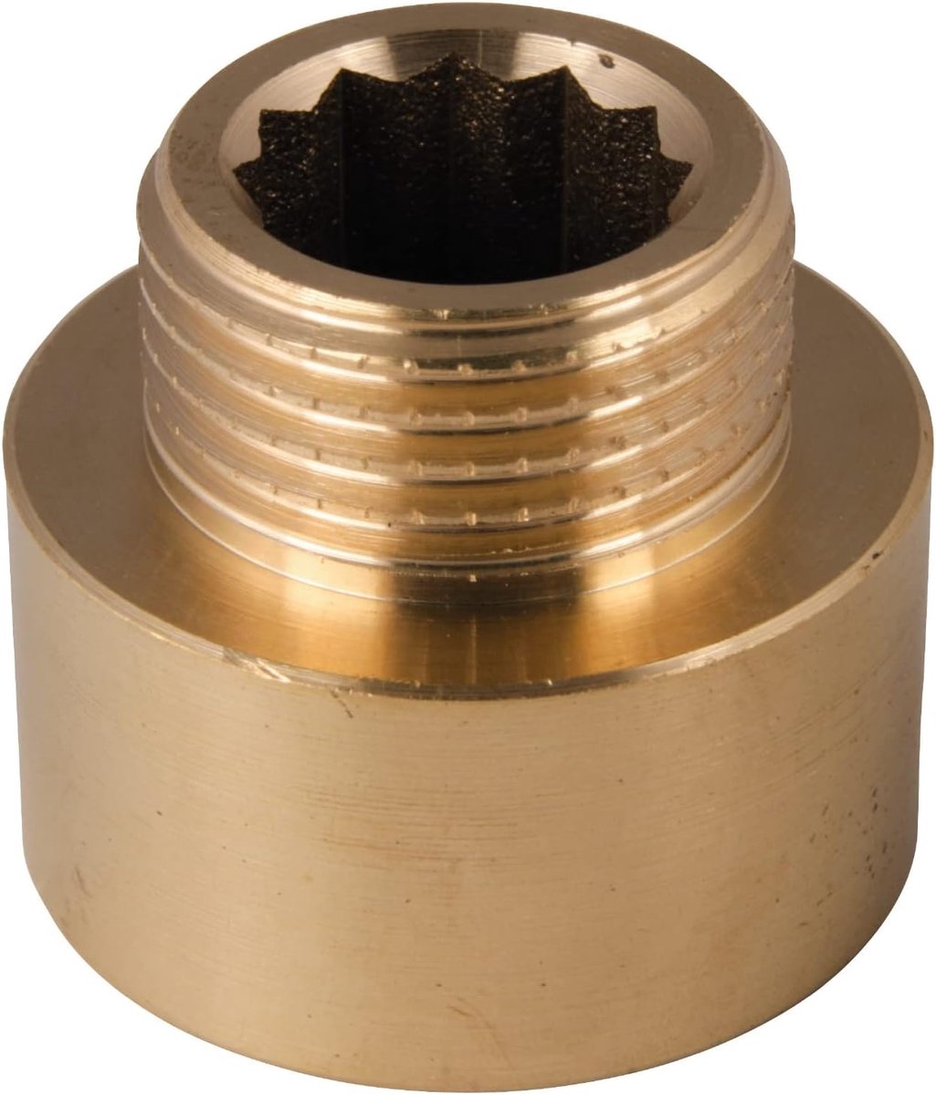 Verloopstuk met type 3/4 '' IG x type 1/2 '' AG | fitting met buiten- en binnendraad | gereduceerde diameter | schroefdraadfitting voor fijne installatie | rond | messing | 161084