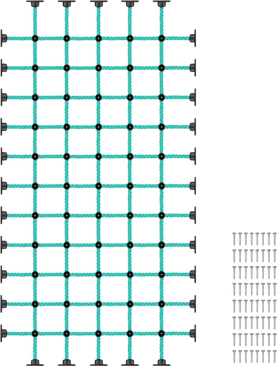 Klimnet voor kinderen met installatiebasis voor 48 x 96 inch houten frames, 1000 lb-capaciteit, ladder, klimnet, ladder voor speeltuinen, boomhutten, schommelsets en obstakelbanen
