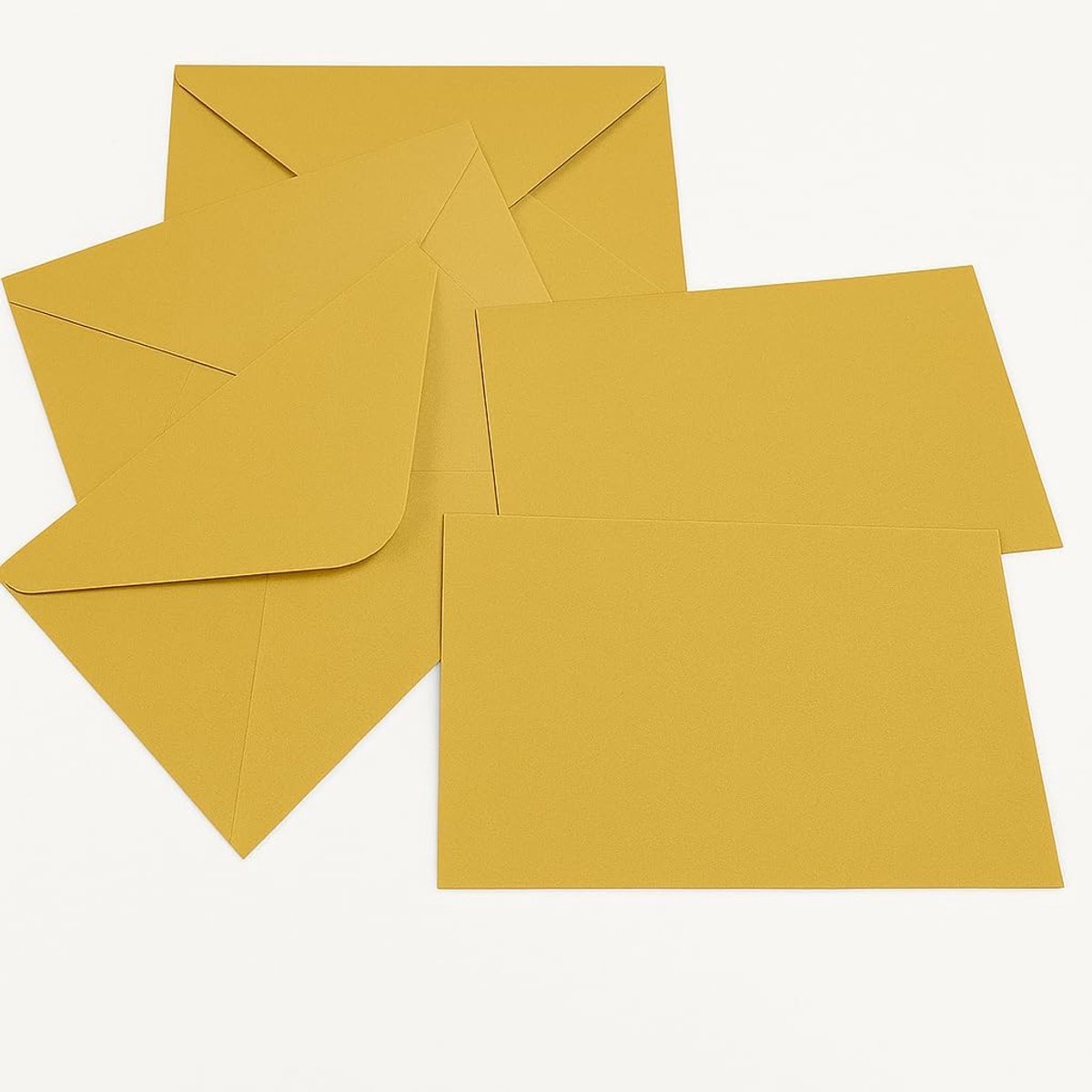 Enveloppen met kaarten, set van 100 enveloppen + 100 kaarten, mini-formaten 7 x 11,2 cm en 14 x 9 cm, voor bruiloft, feest, verjaardag, geschenken en wenskaarten (goud, 11,2 x 7 cm)