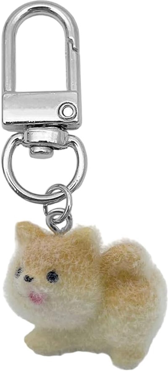 Pluizige Hond Sleutelhangers Schattige Puppy Huisdier Sleutelring voor Vrouwen Dierenliefhebbers Handtas Portemonnee Hangertjes
