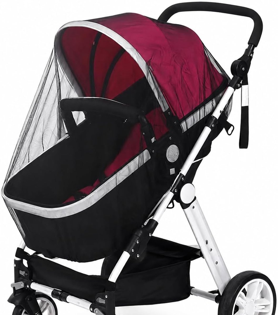 Muggennet voor kinderwagen en kinderwagen, muggennet, scheurvast en wasbaar, draagbare bescherming tegen vliegen en muggen, zomeraccessoires voor baby's