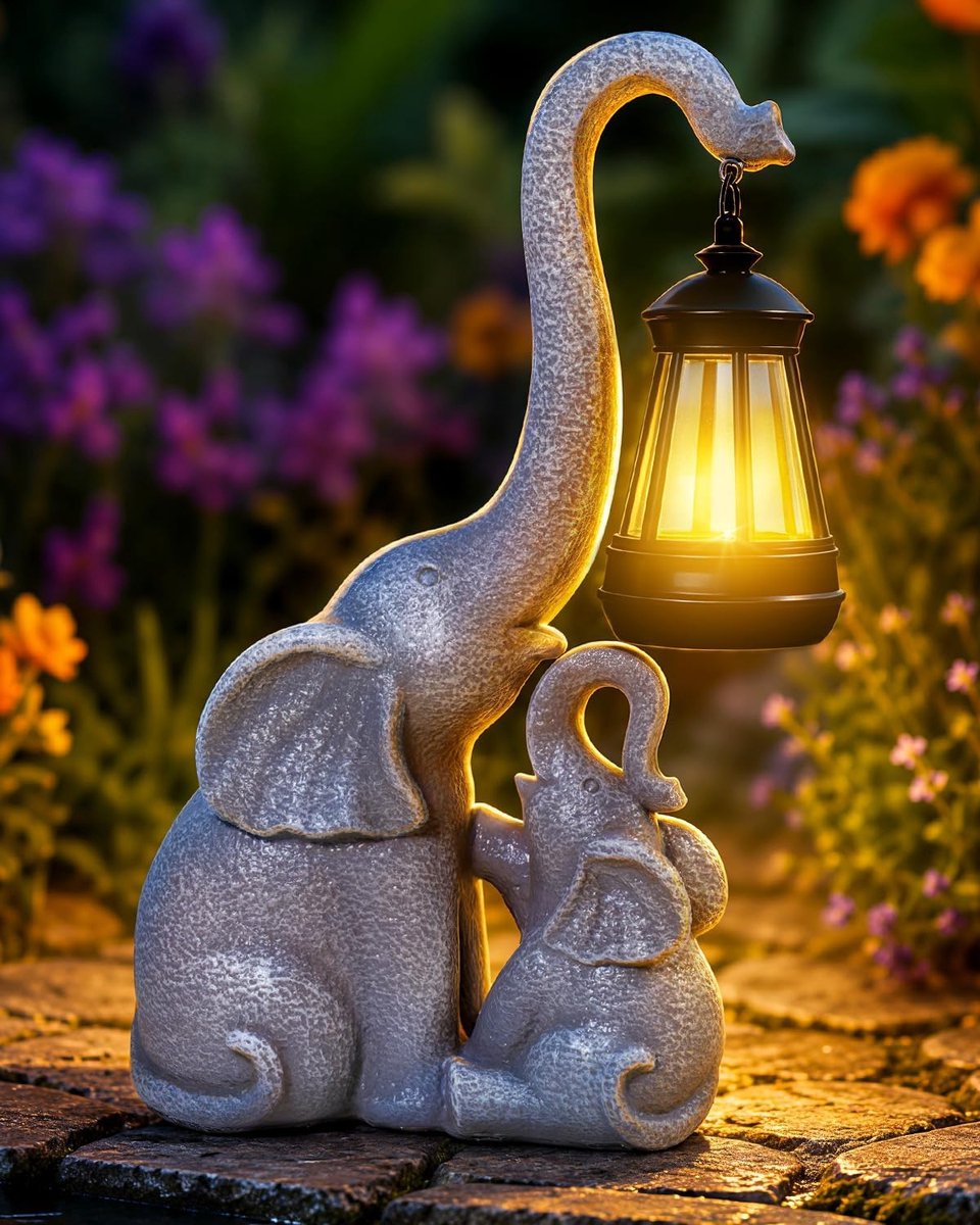 Olifantenfiguur op zonne-energie, weerbestendig, led-beeldje, decoratie, tuin, balkon