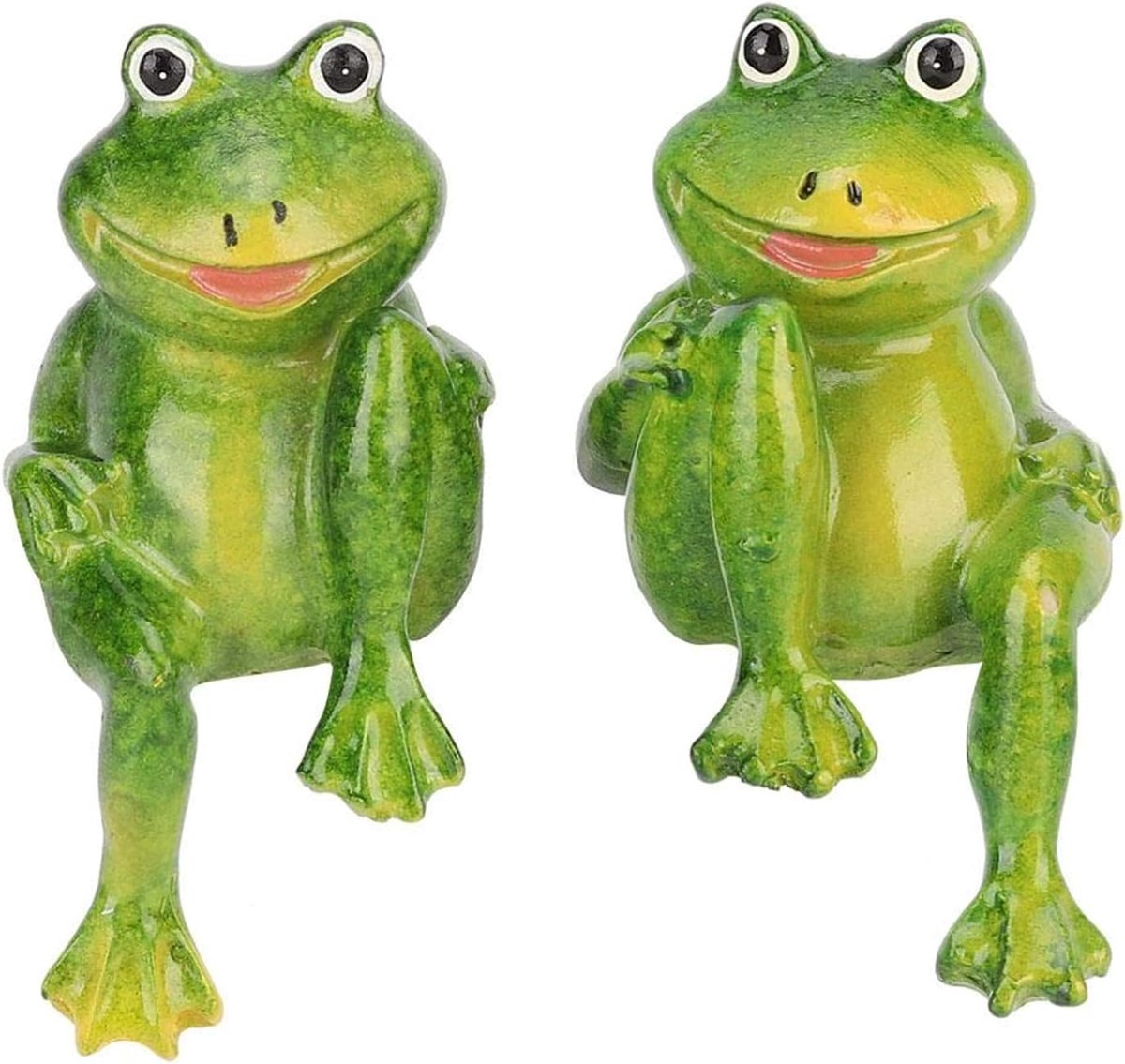 2 stuks groene hars kikkers standbeeld mooi binnen buiten tuin decoratie sculptuur voor thuis bureau tuin terras gazon erf