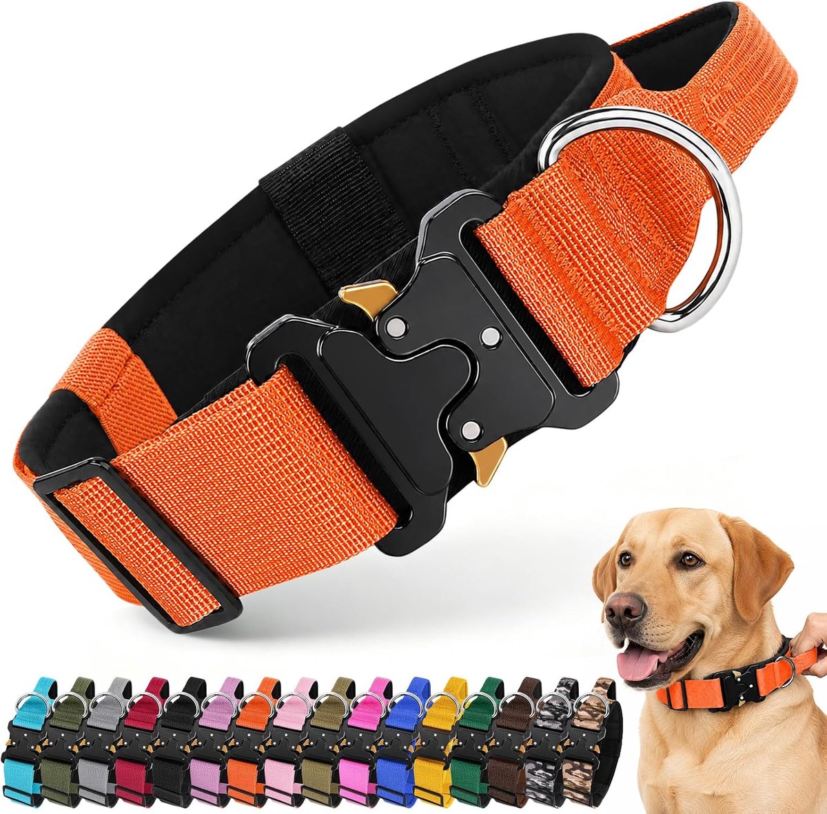 Halsband voor middelgrote en grote honden (oranje, XL)