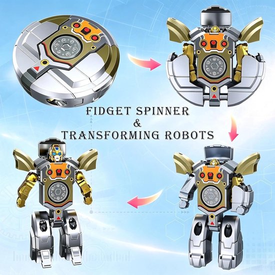 2-in-1 vervormbare fidget spinner robotspeelgoed, handspeelset, zilver — afbeelding 3