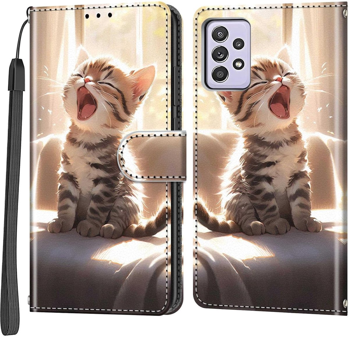 Hoesje voor Samsung Galaxy A52 4G/5G/A52s 5G, Gelukkige Kat
