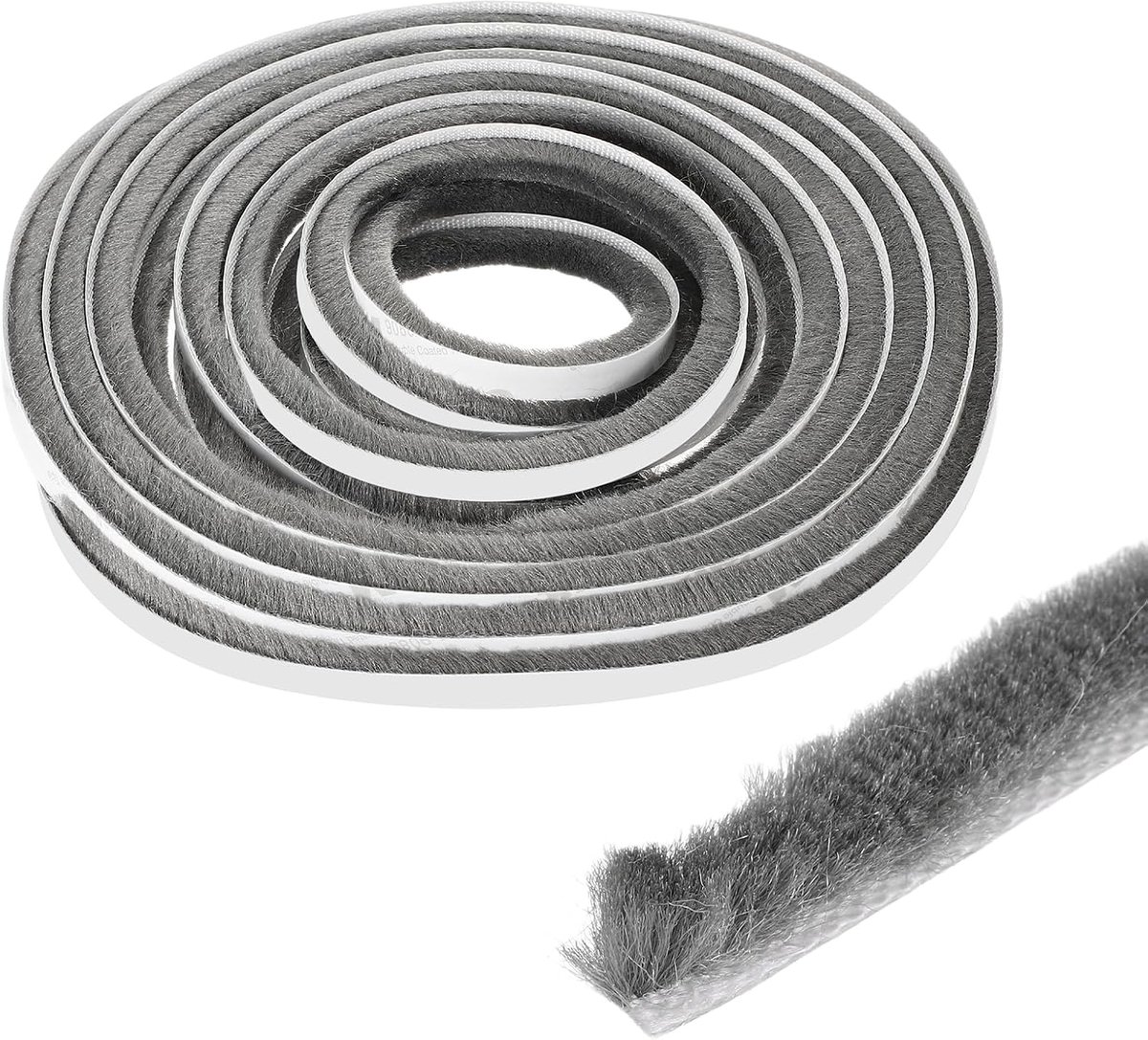 1-pack borstel weerstrippen, 5000 x 7 x 8 mm pool zelfklevende afdichtstrip voor deurkozijn/schuiframen/kaartsleuven, stofstop schuifdeurafdichting winter [grijs]