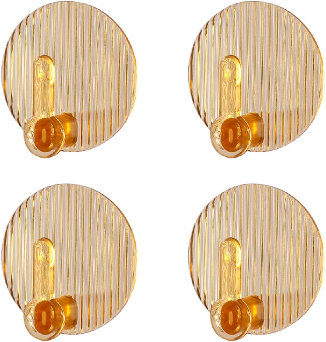 4 stks Zelfklevende Haken Geen Boren Sterke Zelfklevende Handdoek Kaphaken voor Badkamer Douche Keuken Sleutels Deur (Amber)