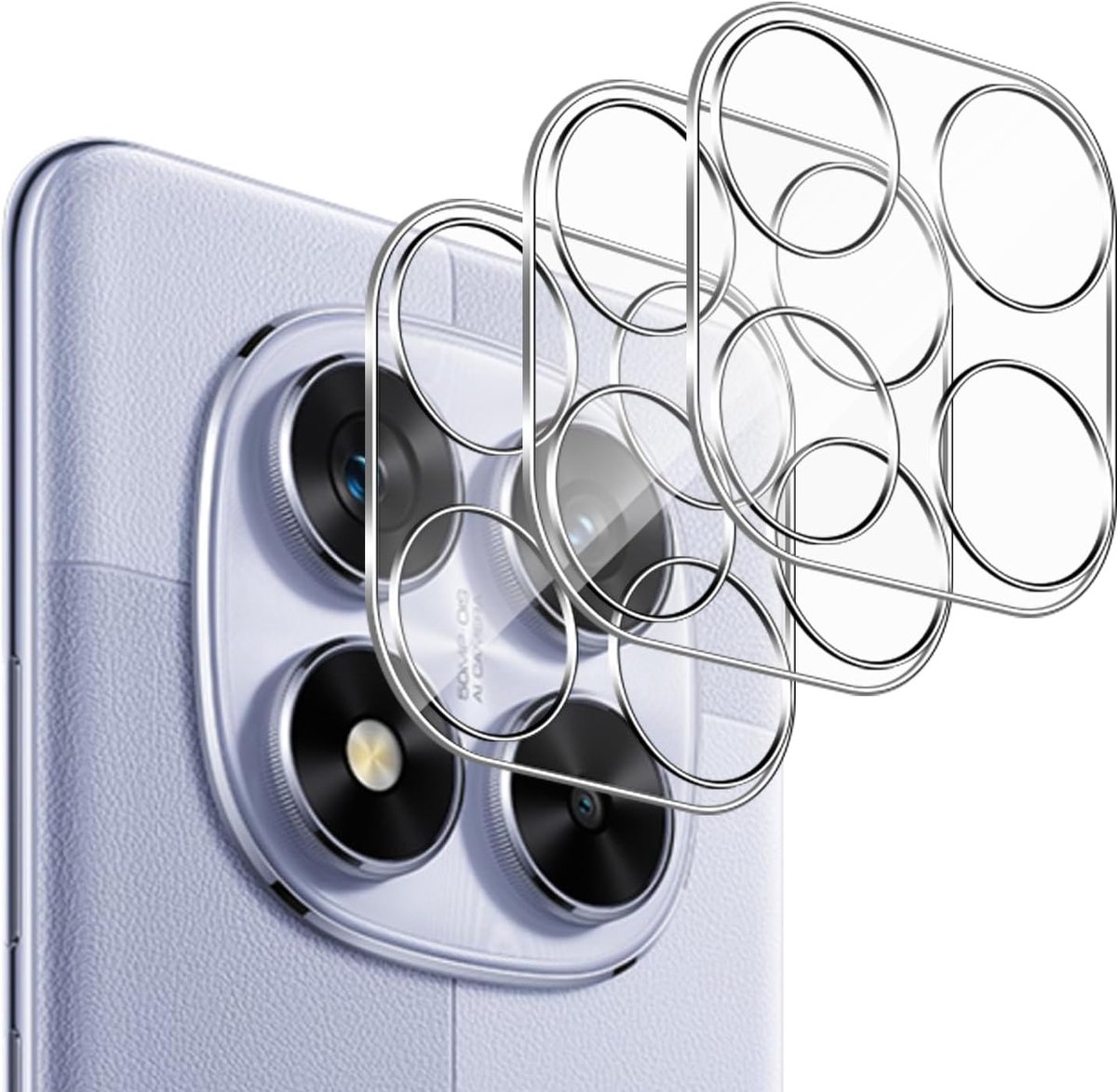 Camerafolie voor Xiaomi Redmi Note 14 Pro 5G, 3 stuks, anti-kras camera, gehard glas, lensbescherming, hardheid 9H, zonder luchtbellen