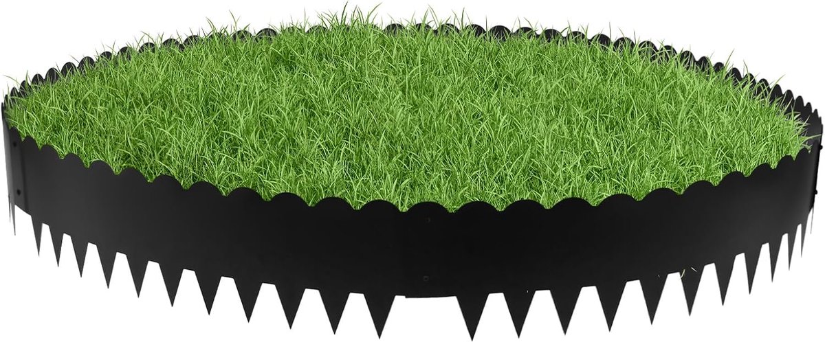 Tuinomranding, set van 6 stuks, hoogwaardige gazonrand van metaal, weerbestendige gazonrand, flexibele bloembegrenzing voor gazon, paden en bedden, eenvoudige installatie (102 x 25 cm) (zwart)