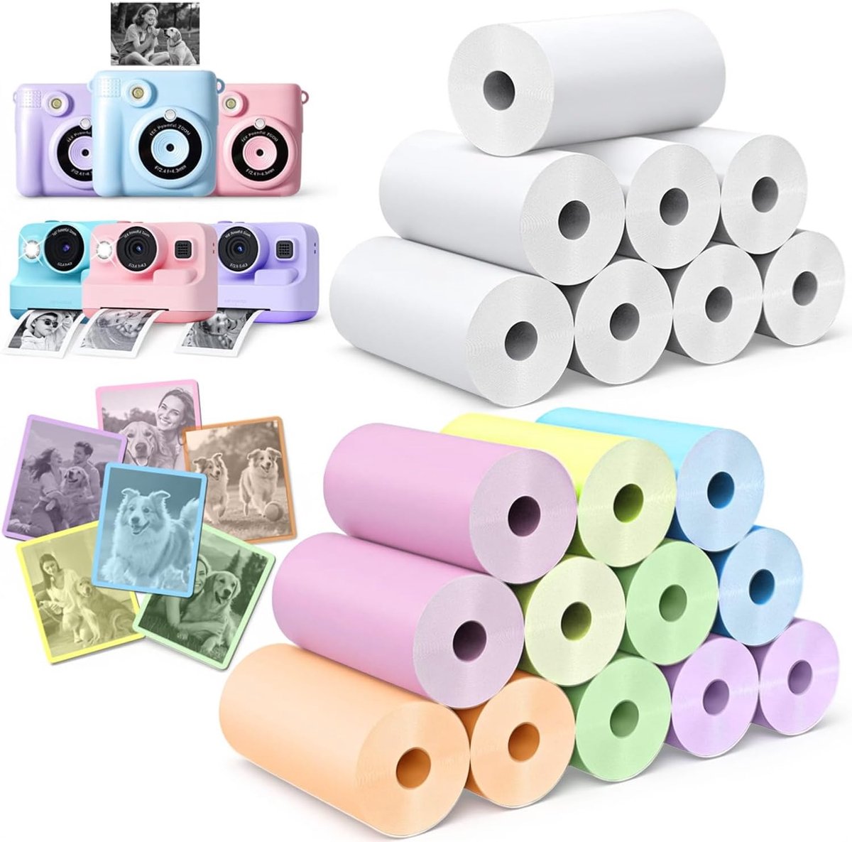 20 rollen papieren navullingen voor kindercamera, instant printen, BPA-vrij