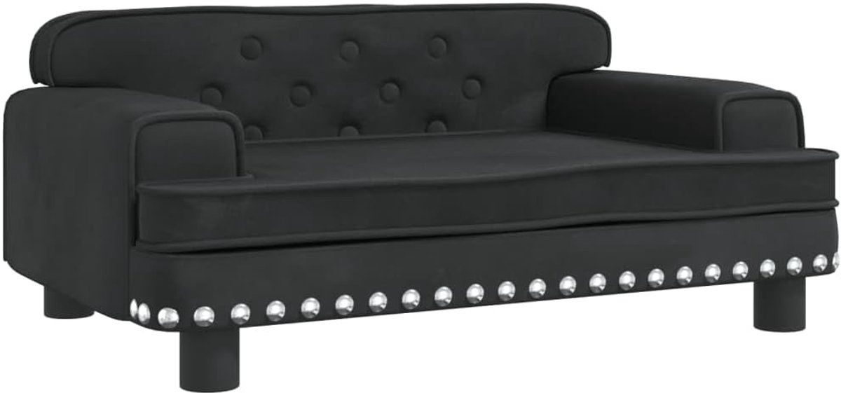 Kinderbank, mini-stoel, stoel, kinderstoel, slaapstoel, kinderbed, kindermeubel, kinderbank, 70 x 45 x 30 cm (b x d x h), fluweel, massief grenenhout, kunststof zwart