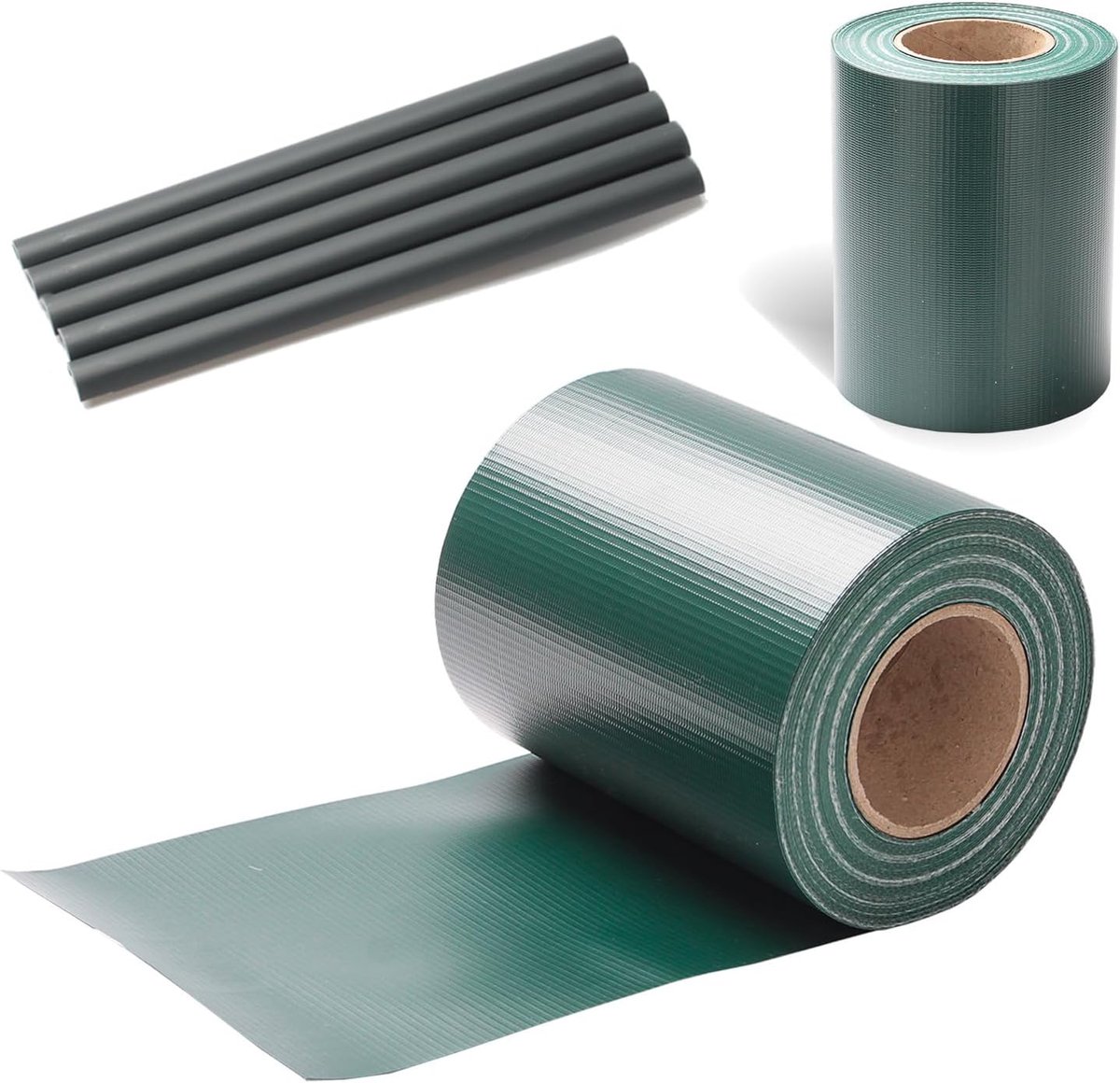 Inkijkwerende strips, 70 m x 19 cm, zichtwerende folie voor dubbelstaafmat hek, met 60 bevestigingsclips, 450 g/m² windscherm voor balkon en tuin, groen
