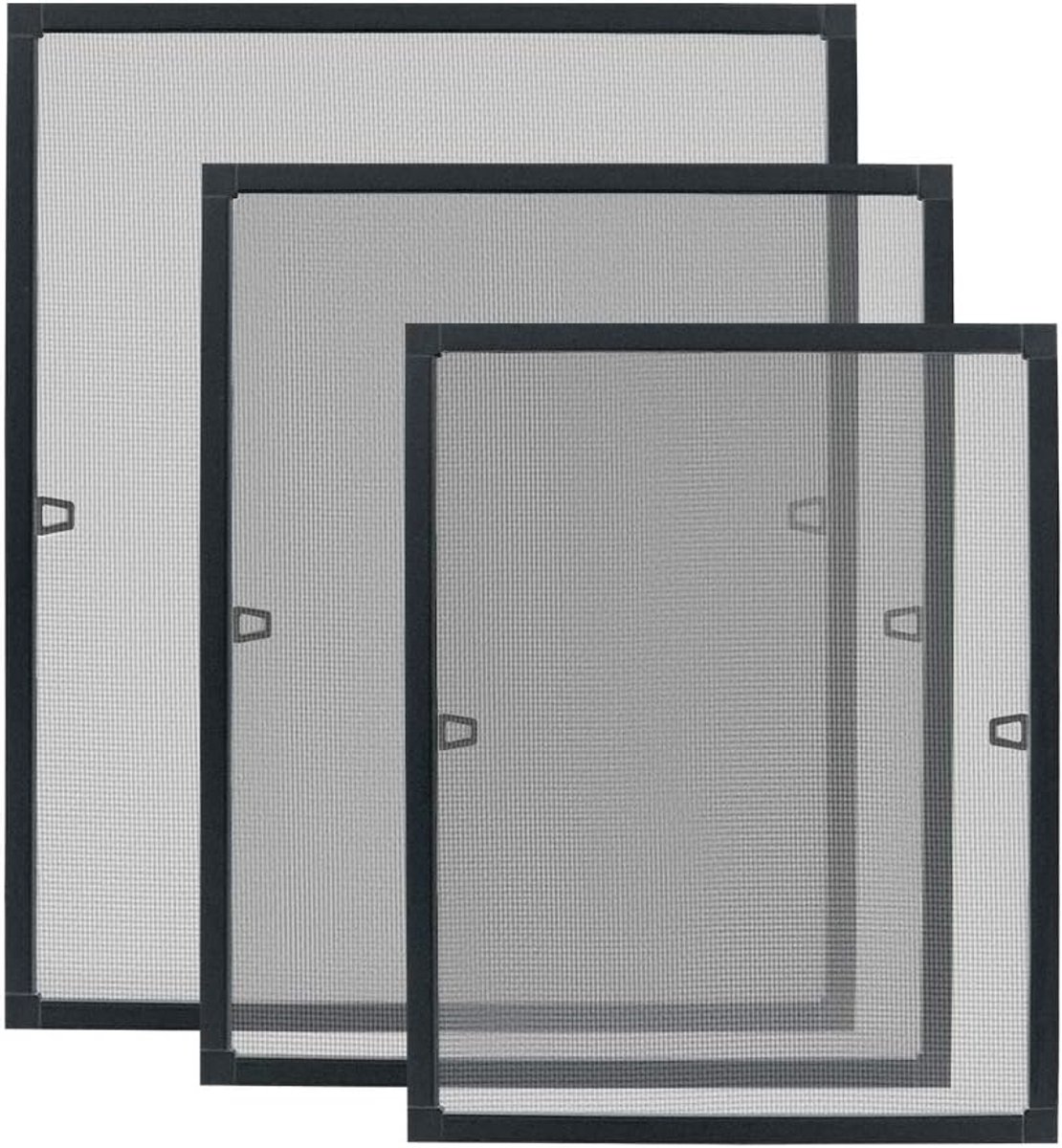 2x vliegengaas raam insectenwerend raam voor vliegenbescherming mug Raamhorren klamboerooster gemaakt van aluminium glasvezel 80x100cm Antraciet kader