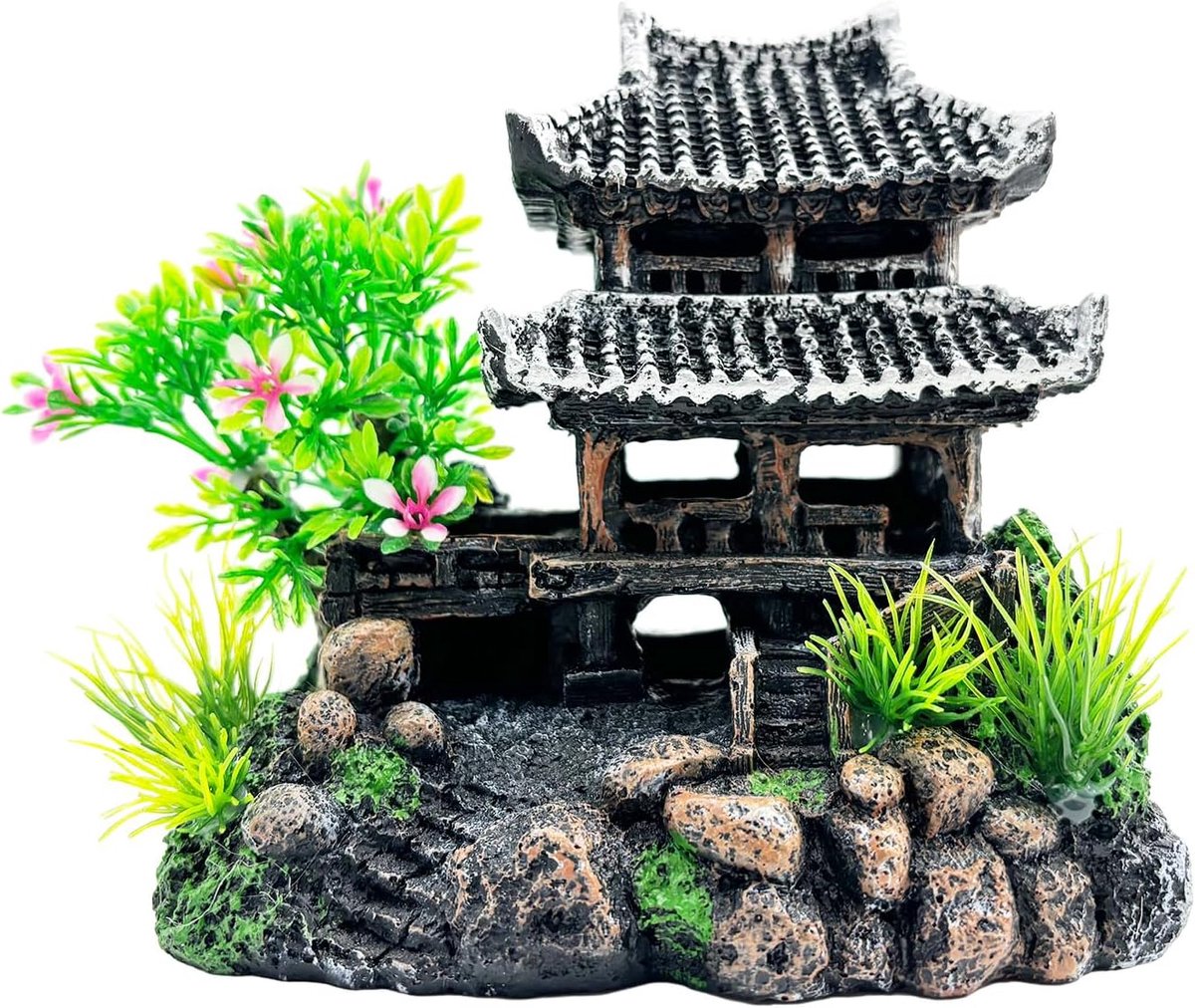 kasteel, materiaal van milieuvriendelijk hars, accessoires voor aquarium, miniatuur huisdecoratie met kunstmatige rots (klassiek)