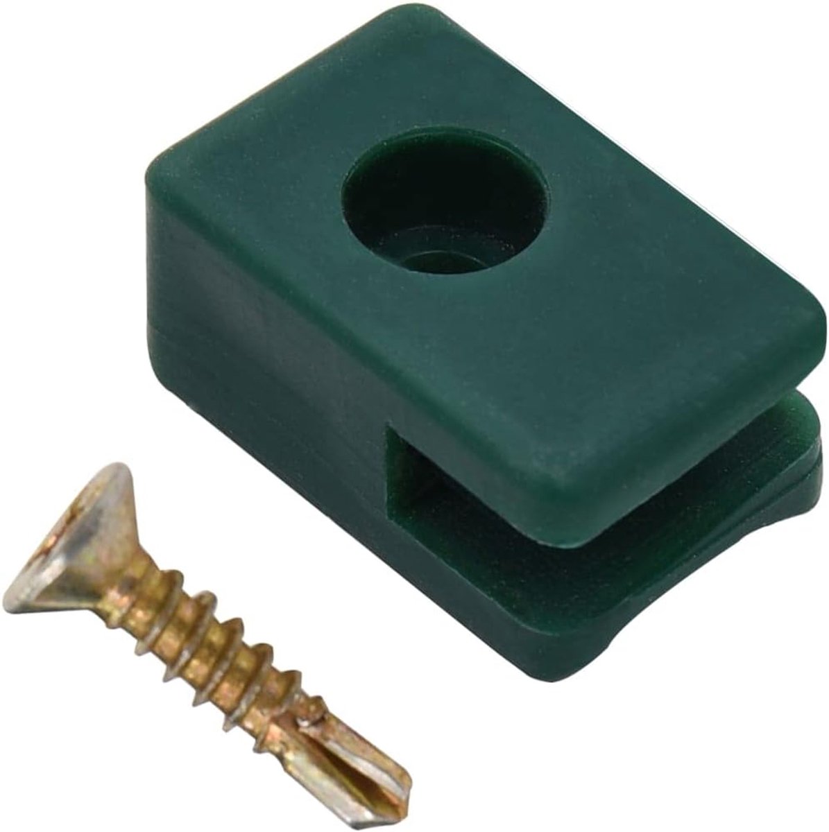 100 sets tuinhek, spandraadhouders met bevestigingsschroef, spandraadhouderset van weerbestendig kunststof, geschikt voor spandraden met een diameter van maximaal 4 mm, groen