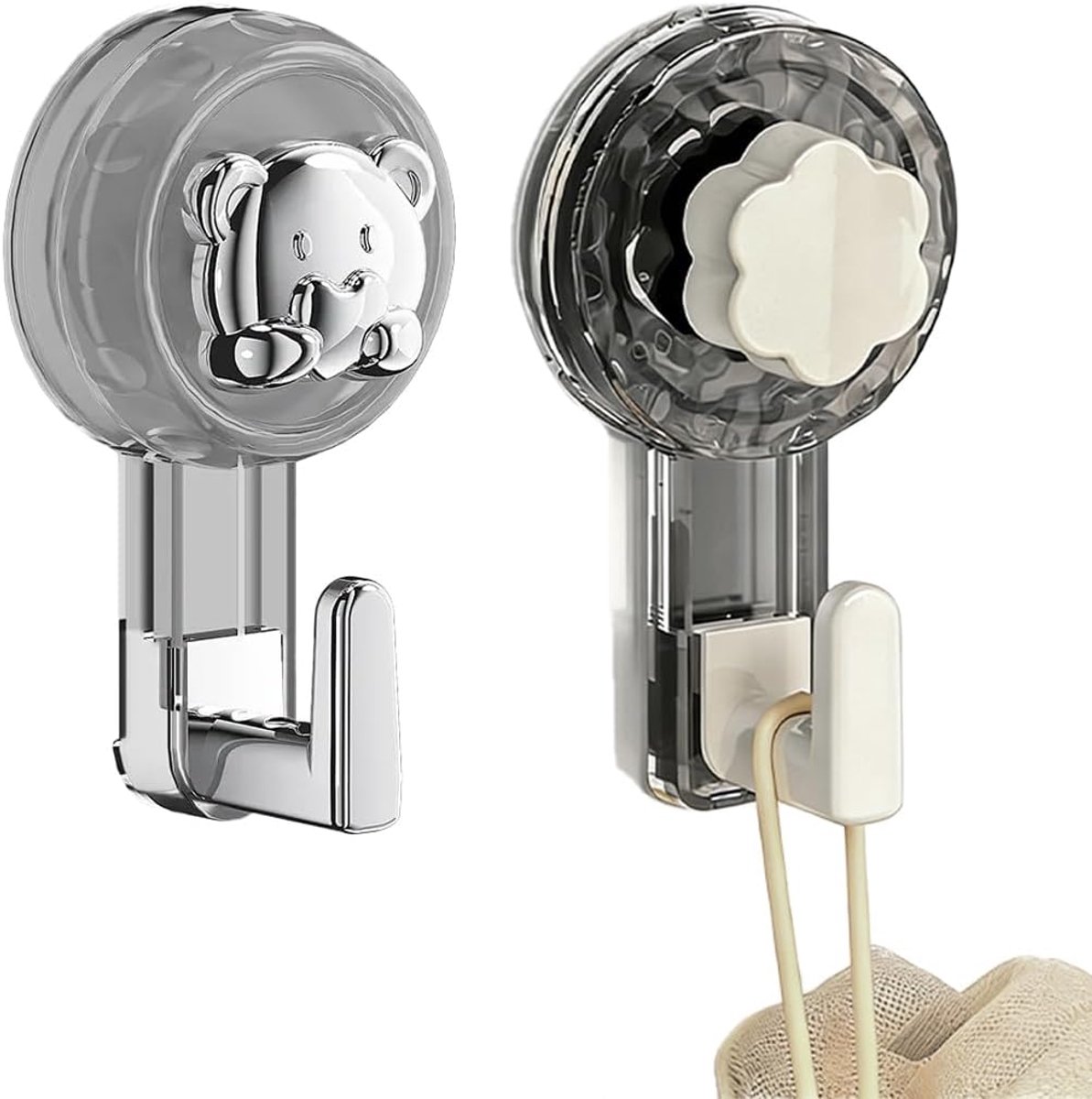 Badhanddoekhaken, 2-delige set badkamer-zuignappen, gatvrije handdoekhaken, herbruikbaar, geen boren nodig, geschikt voor ramen, glas, badkamer, keuken enz