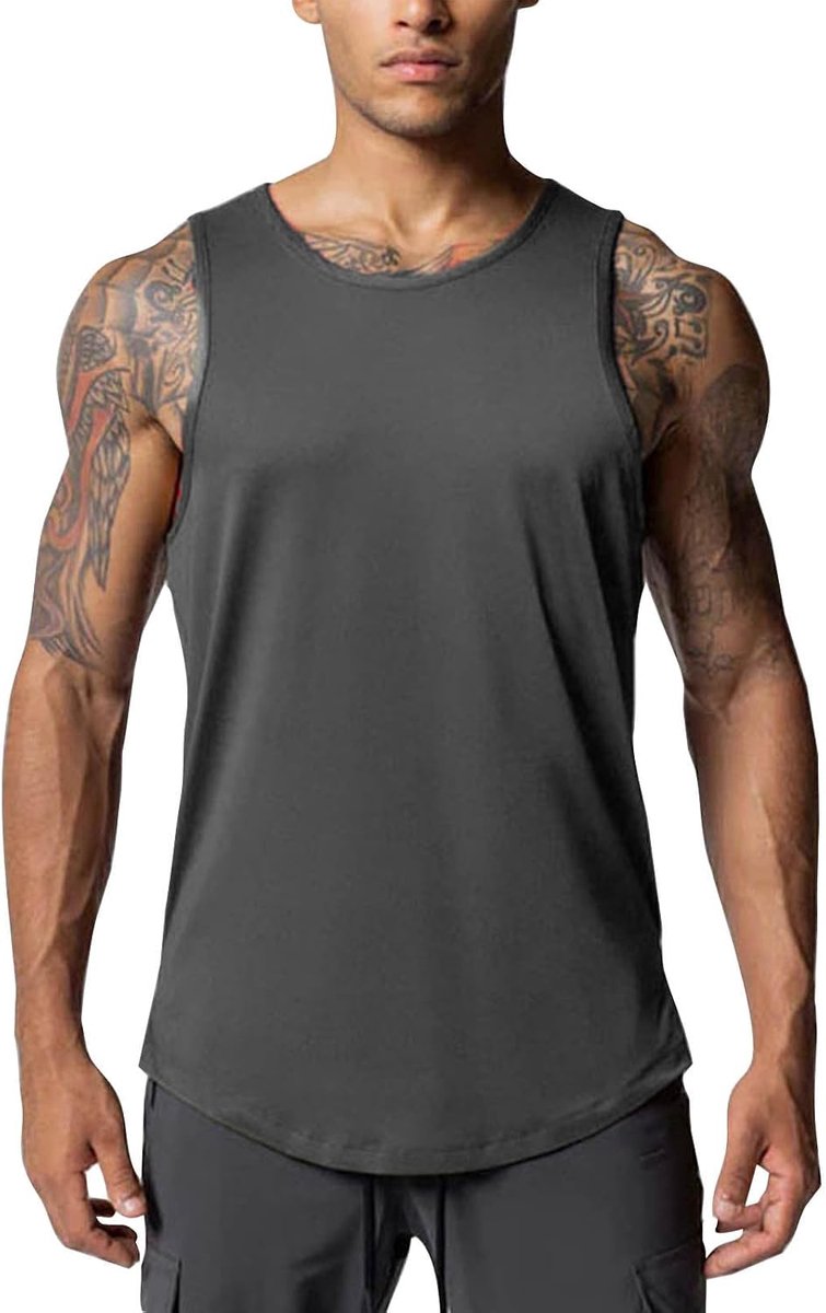 Trainingsvest voor heren, sneldrogend, effen, voor fitness