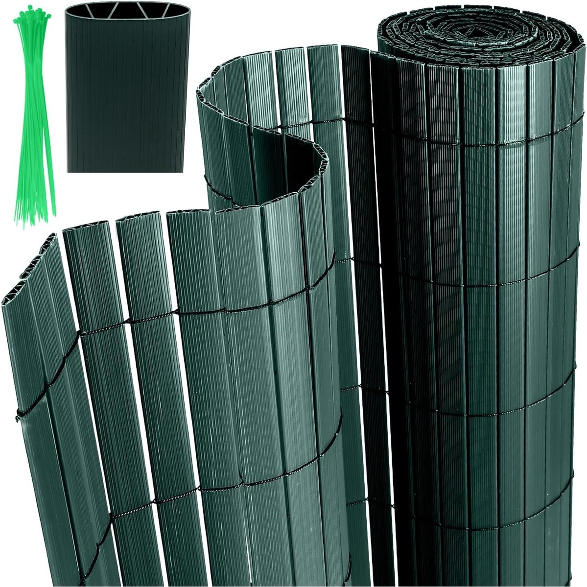 Inkijkbeschermingsmat, 80 x 800 cm, inkijkbescherming, tuinhek met kabelbinders, inkijkbescherming voor tuin, balkon, terras, omheining, 4-gewichtsversterking binnen, groen