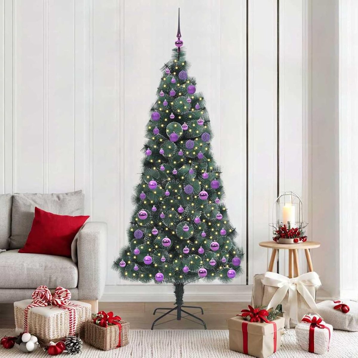 Kunstkerstboom, voorverlicht, 180 cm, voor woonkamer, kantoor of kerstmarktdecoratie, 3396172