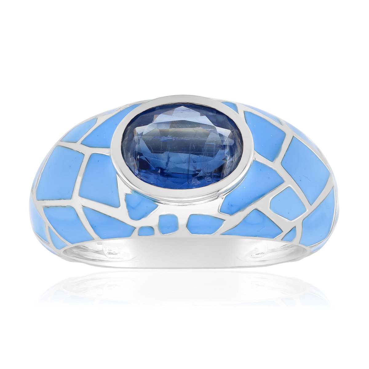 Cavill - Zilveren ring met Nepalese kyaniet 1,512 ct - 925 sterlingzilver met bezel zetting - Ovale blauwe edelsteen - Luxe vrouwelijke ring